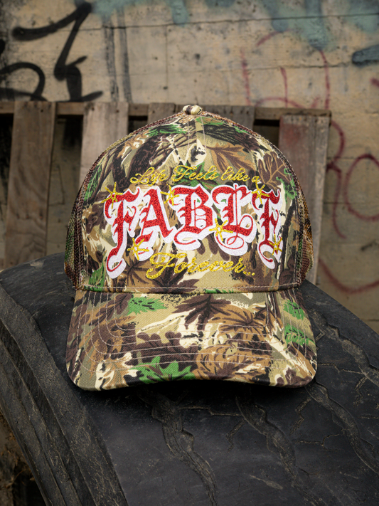"Life Feels like a Fable" Camo Trucker 2